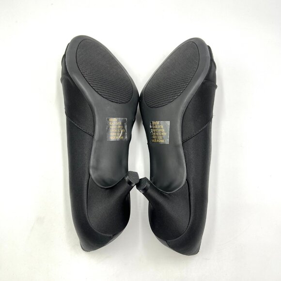 Dyeables Womens Size 7.5 Kristin Black Satin Peep Toe Kitten‎ Heel Pumps Shoes - Picture 9 of 15